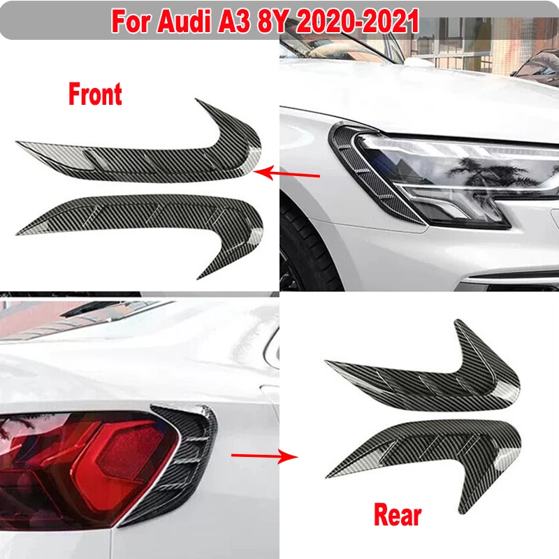 

For Audi A3 8Y 2020-2021 Car Front And Rear Headlight Eyebrows Frame Cover Trim Sticker Stripe Decoration Car Accessories