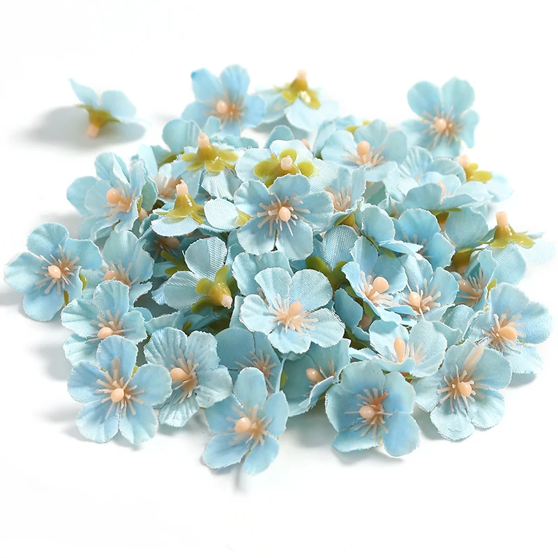 40 Fiori Finti Teste Di Seta Per Decorazioni | Mini Fiori Artificiali Per Torte, Matrimoni, Fai Da Te | Rosa/Blu/Viola - 5