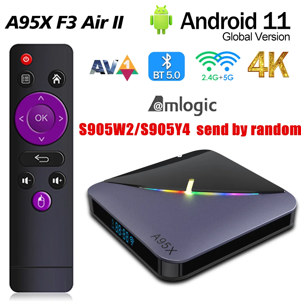 A95X F3 Air II TV 박스 셋톱 박스, 안드로이드 11 Amlogic S90..