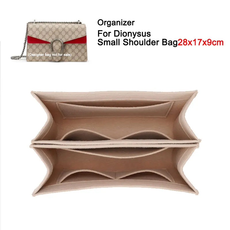 Bag Organizer Insert Liner 1 Pair For Dionysus Medium Small Shoulder Bag 28x17x9 , Inner Pouch Fit Designer Luxury Bags Storage