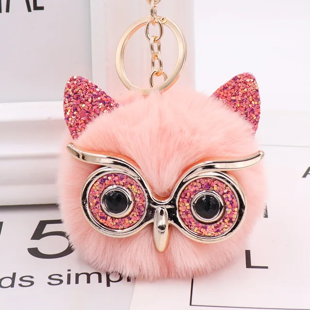 Glitter Owl Rhinestone Keychain 3
