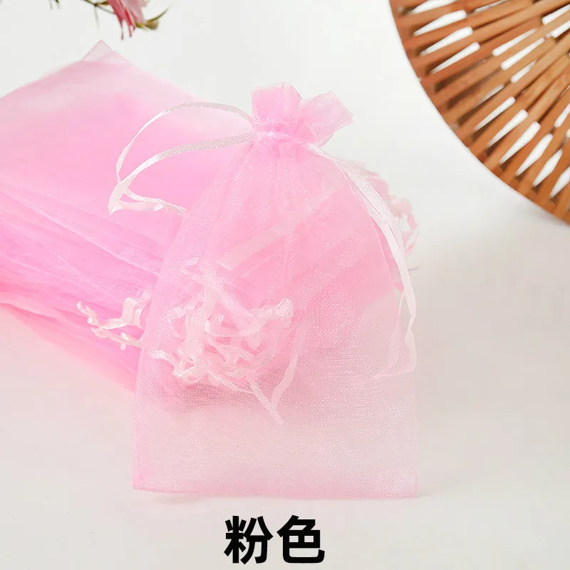 50pcs 7x9cm 9x12cm 10x15cm Sheer Organza Bags Wedding Party Candy Chocolate Bags Gift Pouches Jewelry Storage Drawstring Bags 6