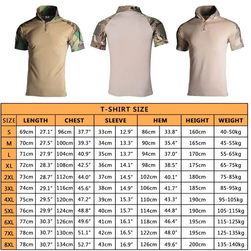 Men's Outdoor Sport Tactical T-shirt Breathable US T Shirts Combat Shirts Camo Hunt Shirts for Men Camping Hiking Climbing Tees 2