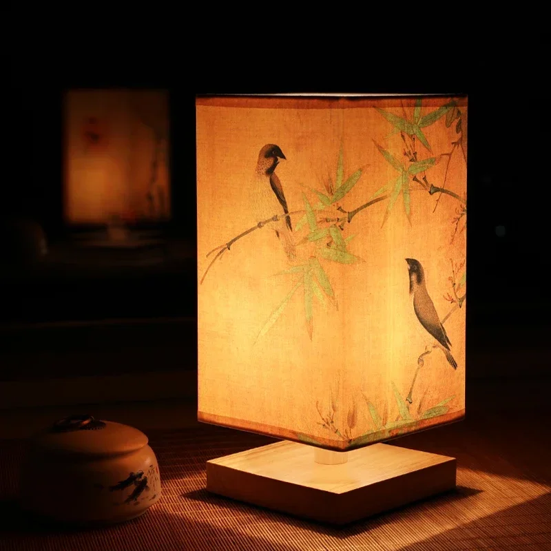 

Chinese Style Wooden Table Lamp Bedroom Bedside Lamp Study Reading Desk Lamp Vintage Nostalgic Decorative Atmosphere Night Light