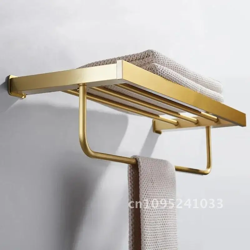 Brushed gold space aluminum towel pendant bathroom wall rack towel mounted bathroom hardware rack storage holder