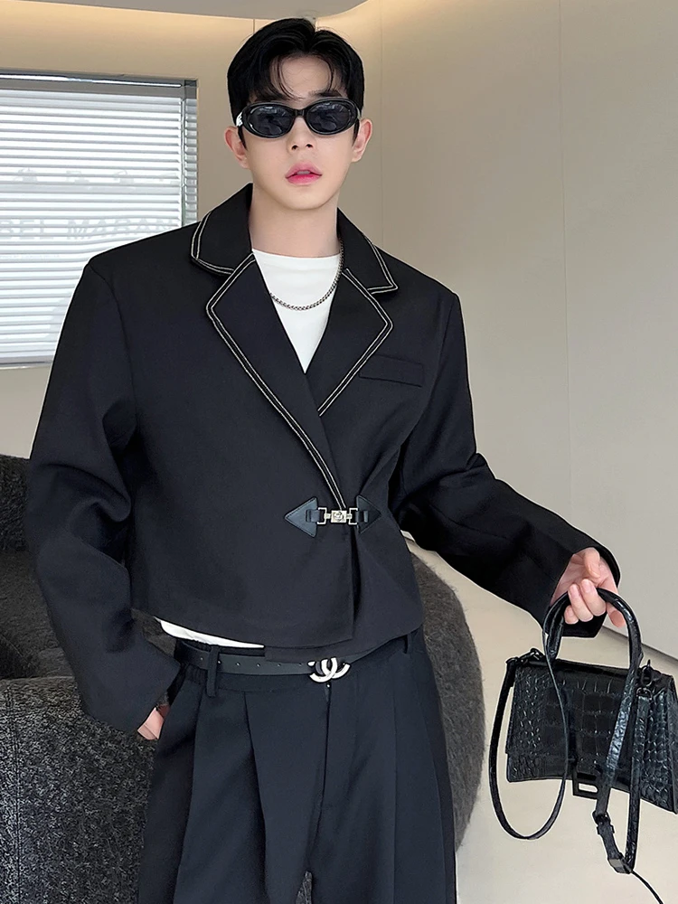 LUZHEN Original Metal Buckle Placket Design Blazer Short Jacket Men's Fashion Elegant Korean 2025 Spring New Trendy Coat LZ3653 5