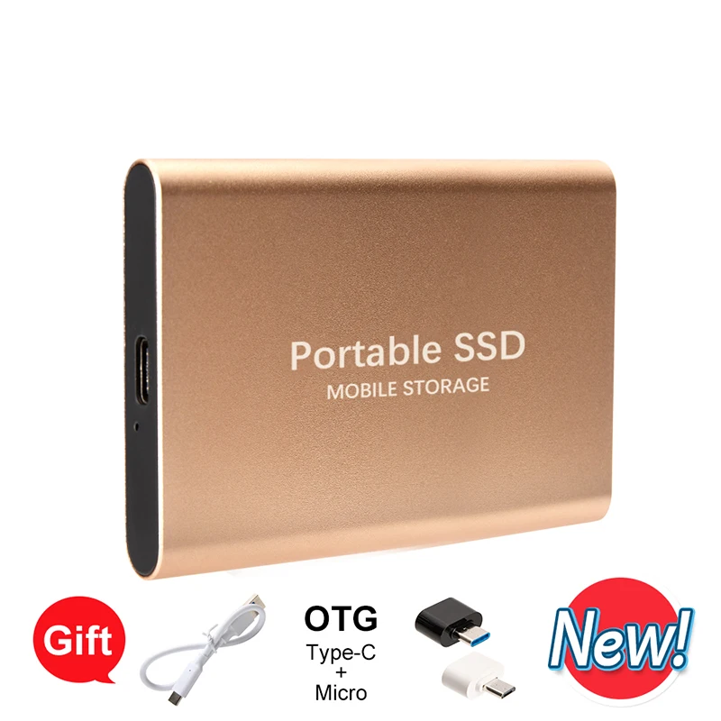 Зовнішній жорсткий диск 1 ТБ, портативний SSD, USB 3.2, 1050 МБ/с, Plug and Play, резервне копіювання великої ємності, сумісний із Mac/ПК