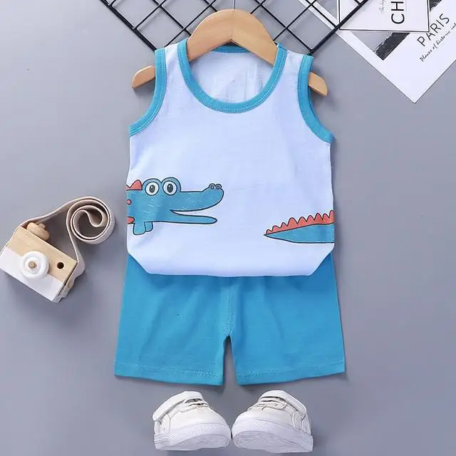 Brand Summer Clothing Toddler Outfit Baby Boy Clothes Set Sleeveless Vest+shorts 1 2 3 4years Old Kids 2pcs/set Girls Vest Sets small baby clothing set	 Baby Clothing Set