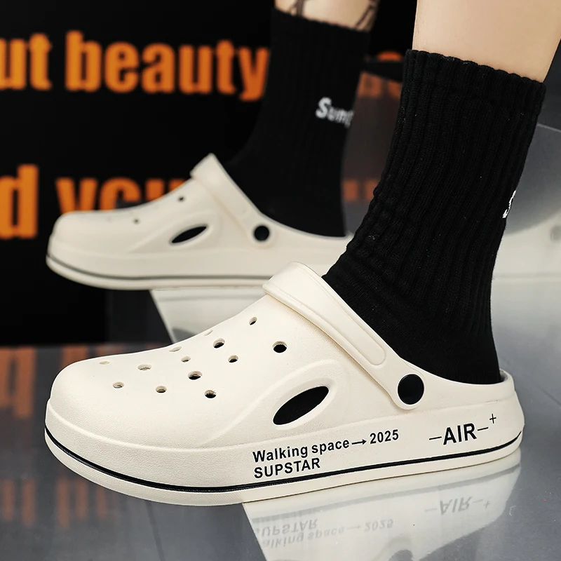 Classic Hole Shoes for Men Outdoor Beach Sandals Non slip Home Garden Fashion Casual Slippers Lightweight Mules hole shoes