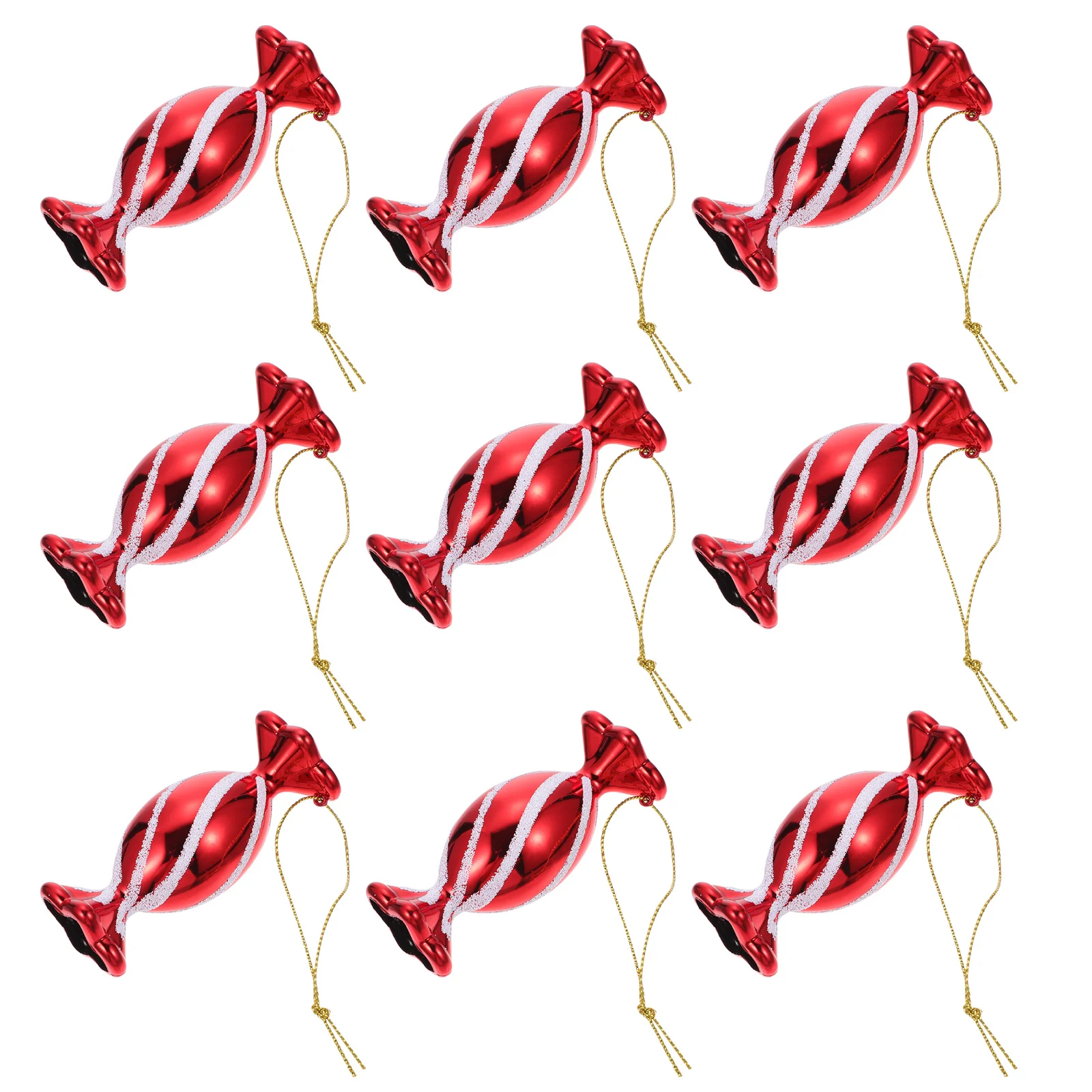

30 PCS Christmas Red Candy Wreath Xmas Hanging Decor Painted Decorative Pendant Festive Tree Plastic Lovely