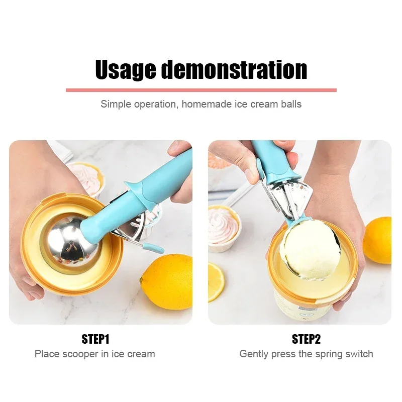 Ice Cream Scoop Stainless Steel Ice Cream Spoon Metal Icecream Cookie Scoop Melon Fruit Baller Ball Maker Kitchen Gadget