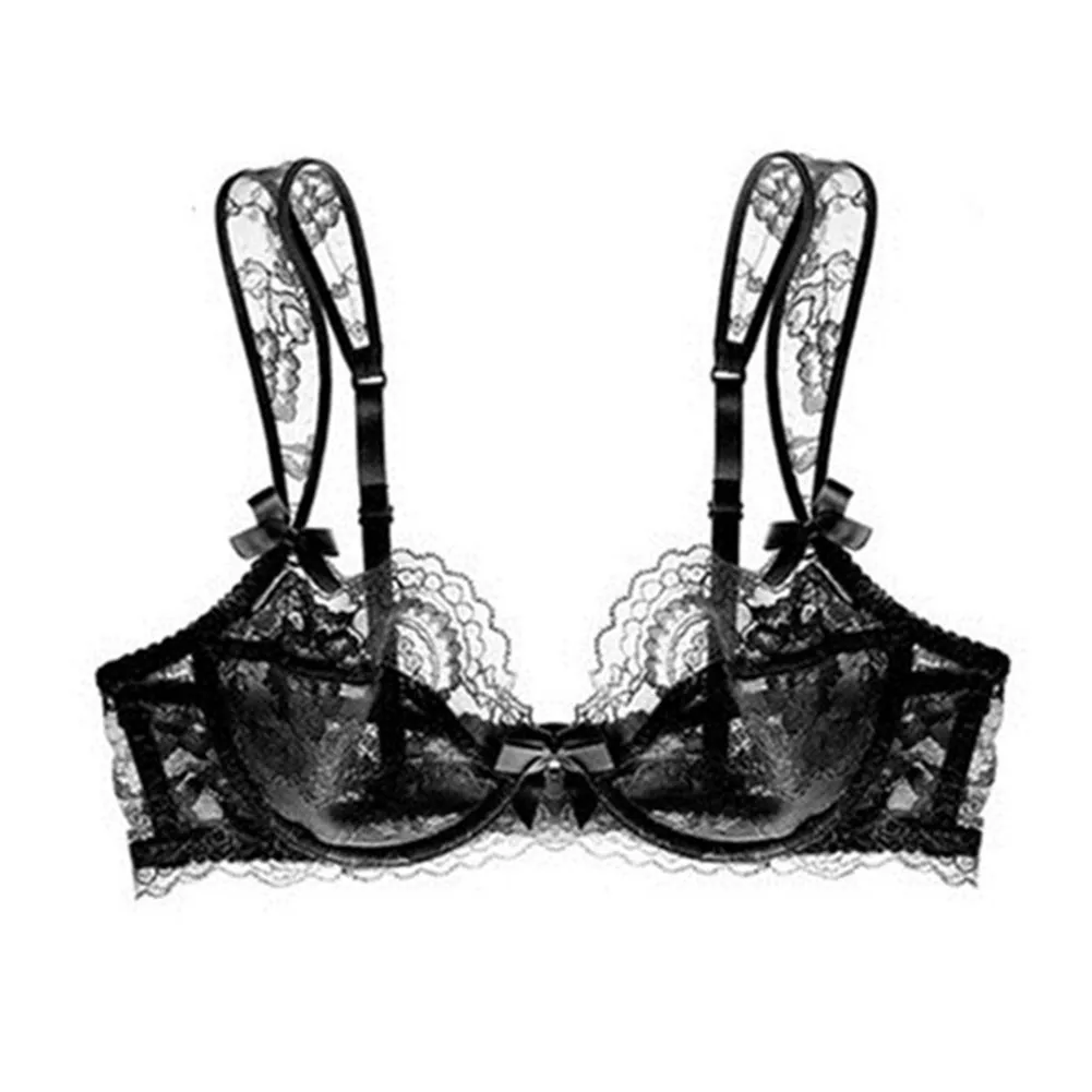 Varsbaby Sheer Lace Bra for Women Underwire Sexy Cut Out Bralette See Through Lingerie