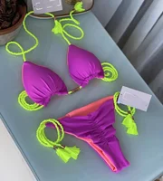 New Women Bikini Backless Rope Triangle Swimsuit Multicolor - Image 3