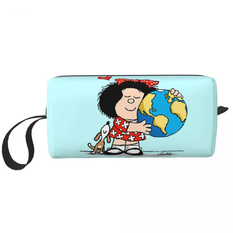 

Mafaldas World And Her Puppy Makeup Bag Travel Cosmetic Organizer Quino Comic Cartoon Storage Toiletry Bags Dopp Kit Case Box