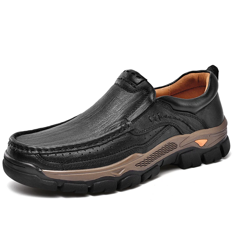 Leather Shoes WAERTA Genuine Leather Handmade Shoes Men Loafers Slip On Business Casual Shoes Classic Soft Leather Breathable Men Flat