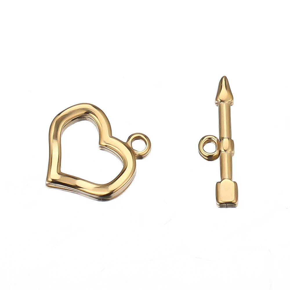 4 Sets Edelstahl-OT-Verschlüsse, Knebelverschlüsse für DIY-Schmuckherstellung, Herz-Halsketten-Verbinder, Bastelzubehör für Armbänder