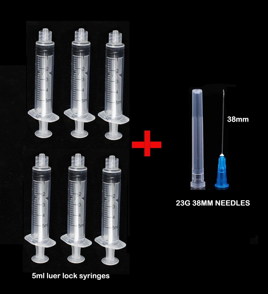 

5ml Luer Lock Syringes + 23G 38MM Injection Needles Drawing Needles Injection Tool Sharp Pointed Needles Disposable Needle