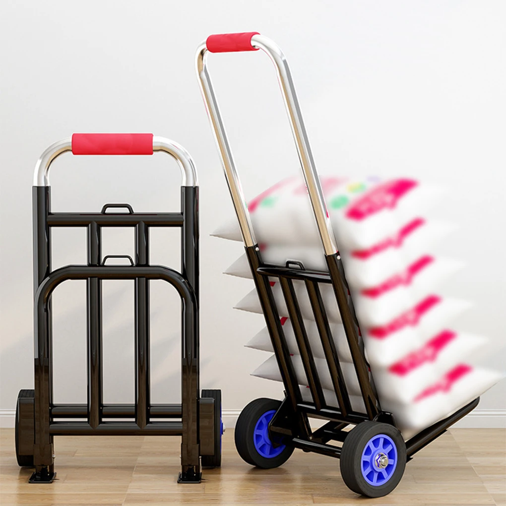 Folding Handcart Portable Handcart with Adjustable Handle Truck for Climbing Stairs Shopping Home Transportation Luggage Trailer