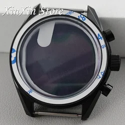 Elegant Black Bezel 39.7mm Metal Watch Case Chronograph with 20mm Strap and Watch Box (No Bezel Insert B)