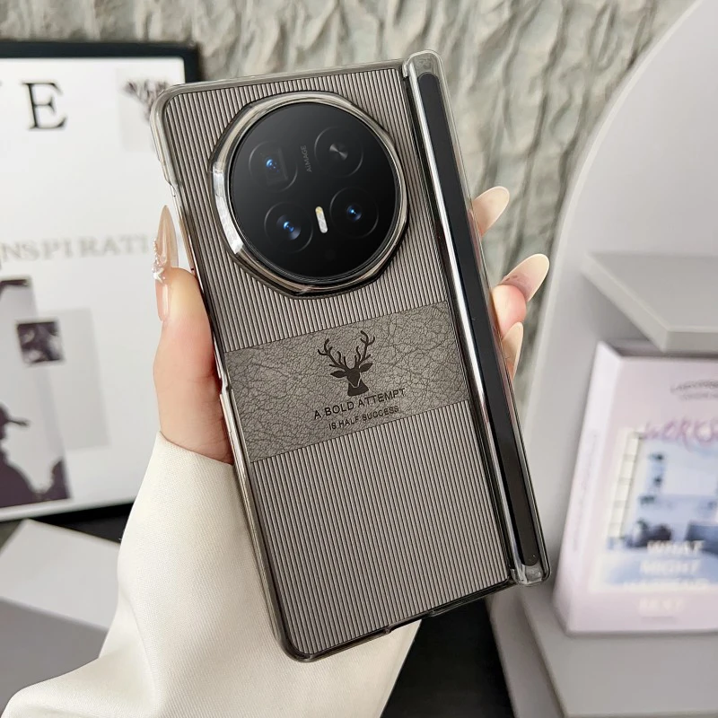 Luxury Magnetic Carbon Fiber Leather Case with Deer Design