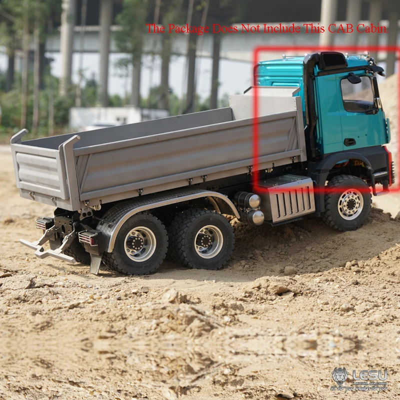 In Stock LESU 1/14  3Axles 6*6 Three-way RC Dump Truck 3348 Tipper DIY With ESC Light Sound W/O Cabin Toy TH11431 3