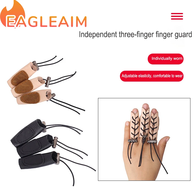 

Archery Gloves Bow Finger Tab Leather Tradition Recurve Bow American Hunting Bow Hand Guard Protect Hand Finger (Pack of 3)