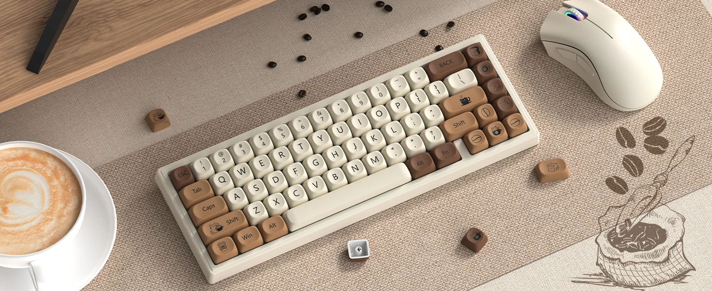 Coffee Cat PBT keycaps full set MOA profile mechanical keyboard