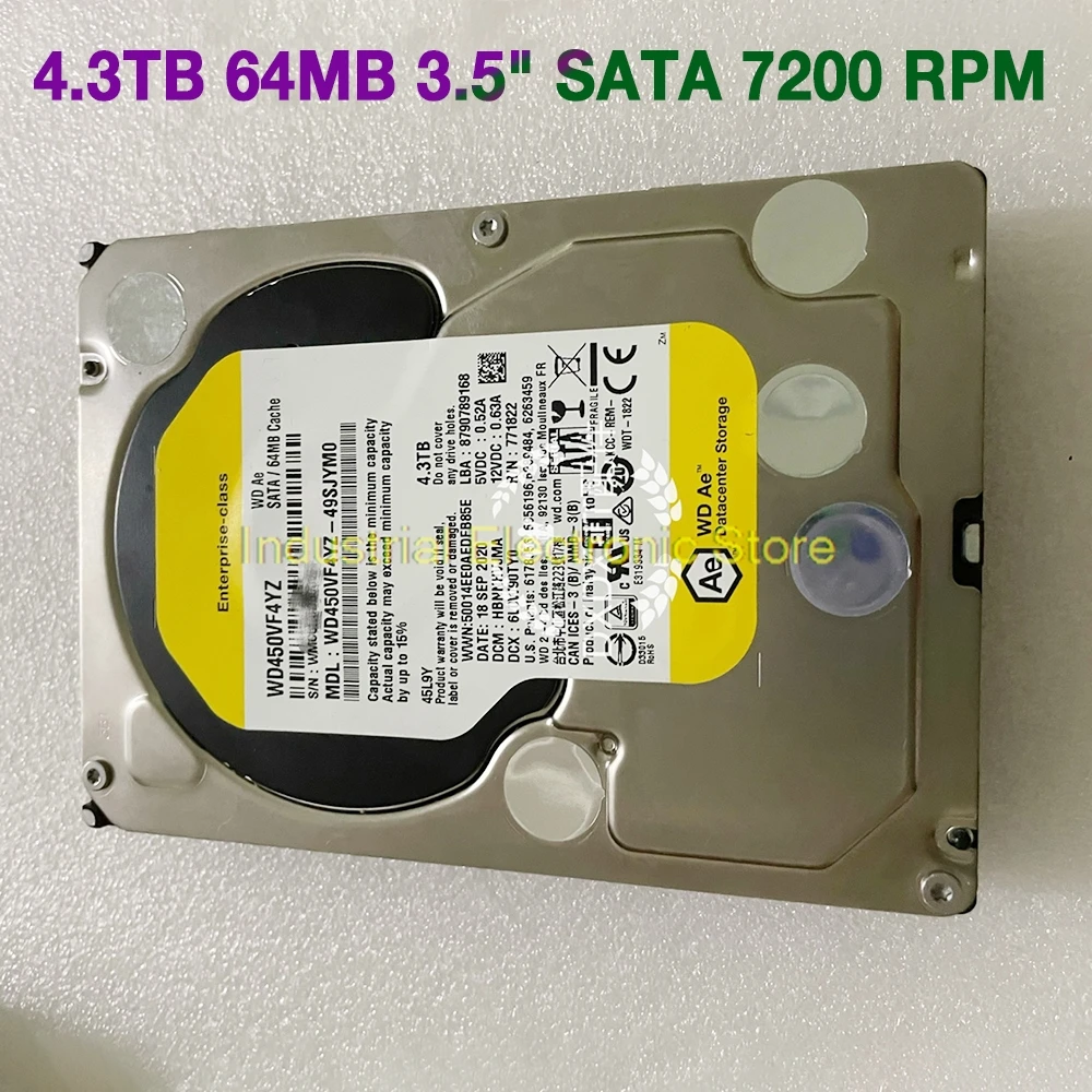 

4,3 TB для IBM 64MB 3,5 "SATA 7200 RPM HDD WD450VF4YZ