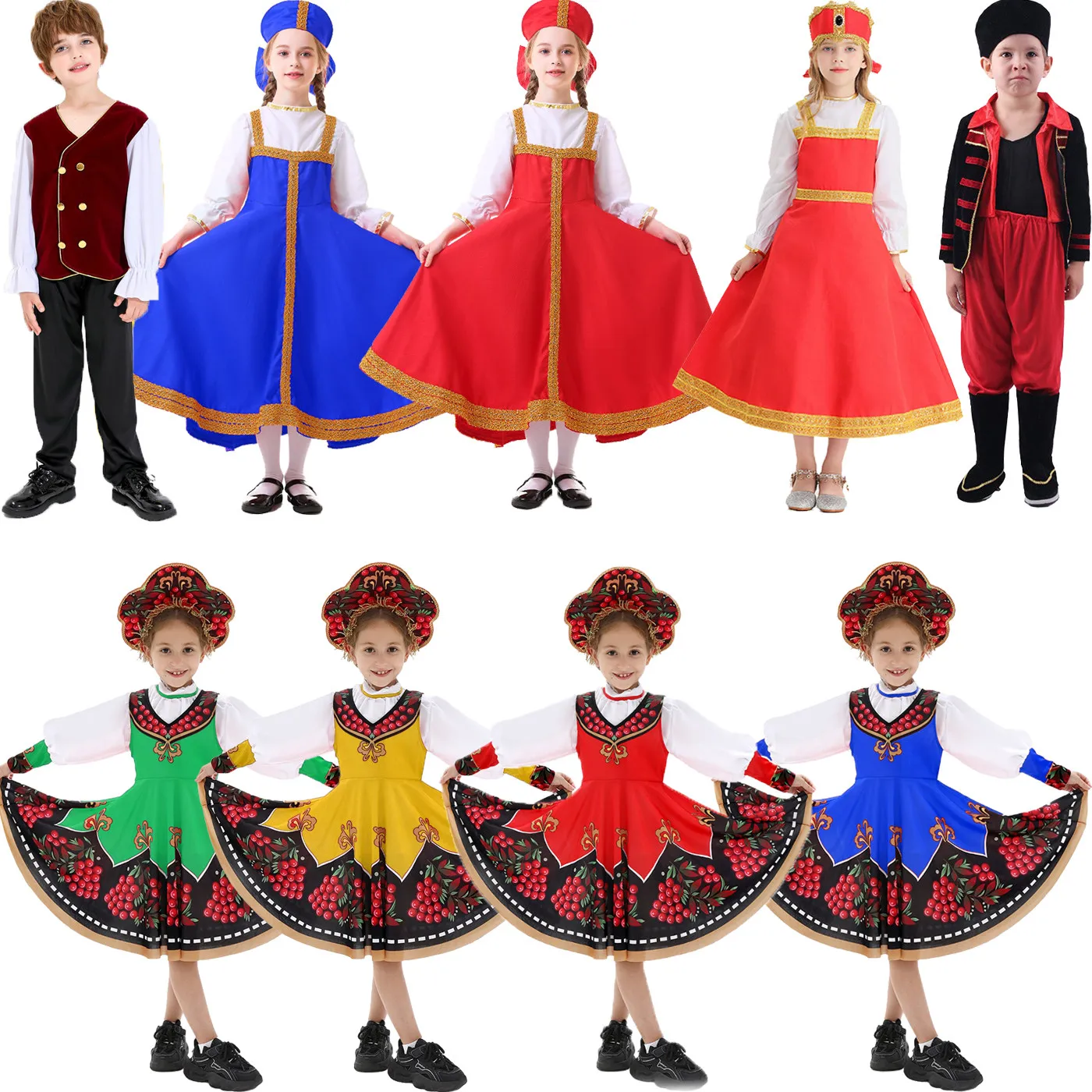 Costume Tradizionale Russo Unisex, Abito da Principessa o Principe Sarafan per Carnevale, Spettacoli Teatrali, Halloween e Cosplay