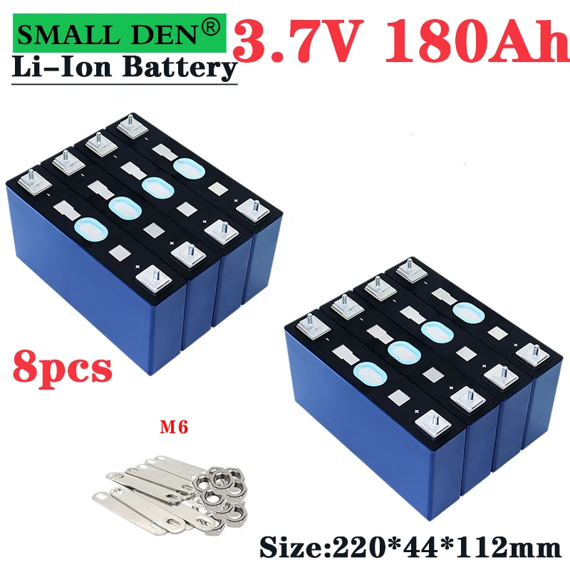 

8 Pack New 3.7V 180Ah Lithium Ion Rechargeable Battery Diy 12v 24v 180000mAh Electric Car RV Yacht Solar Energy Storage