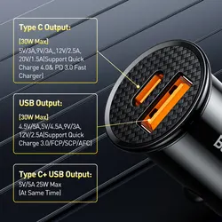 High-Speed 30W USB Car Charger with Quick Charge Technology - Type C USB