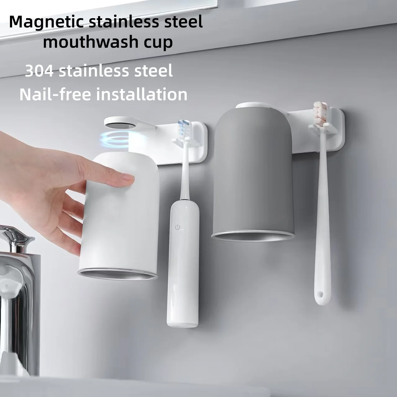 Magnetisk tandborsthållare i rostfritt stål för badrum_voghion.com