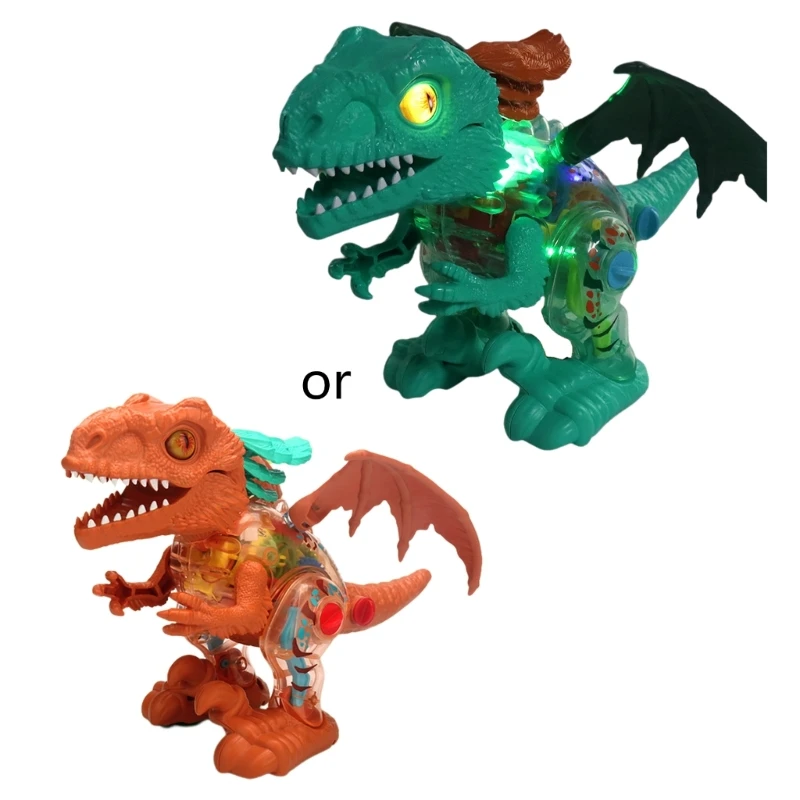

Electric Robot Walking Dinosaur Toy Transparent Gear Walking Toy for Boys Girls Dropship