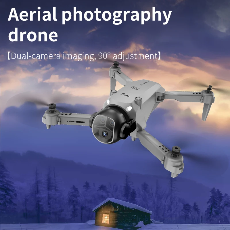 Vue rapprochée du drone E4 Amélioré 8K Double Caméra Moteur Brushless montrant les capteurs d'évitement d'obstacles
