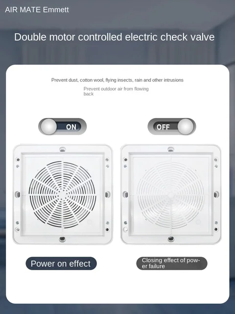 220V Emmet Fresh Air Dryer Wall Mounted Window Ventilation Fan, Bedroom Two-way Flow Purifying Exhaust Fan 4