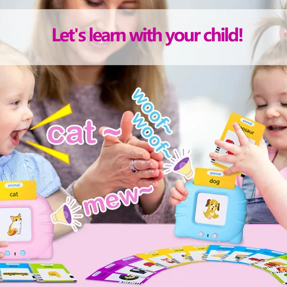 Educational Learning Toy Alphabet Educational Toys Talking FlashCards For Kids Electronic Early Education Machine Montessori Toy Flash Card Preschool Toddlers Biy Girl Gift Travel