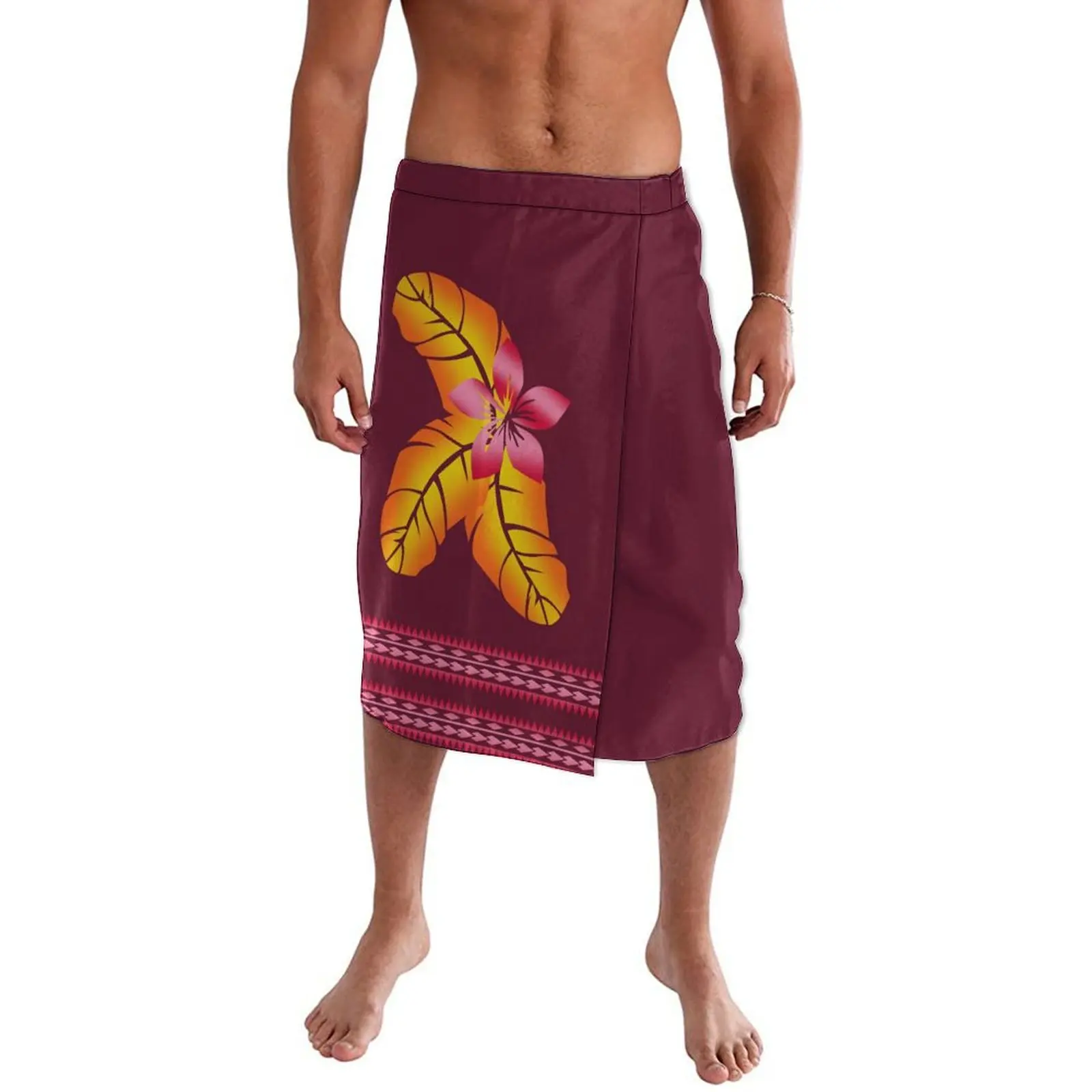 Men's Wrap Dress Polynesian Islands vintage art print casual apron Lavalava Ie Faitaga