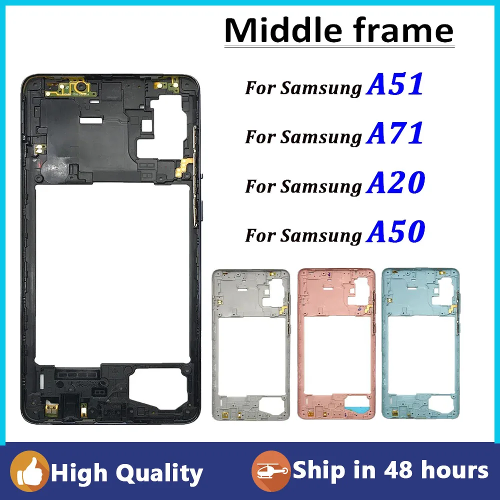

New Middle Frame Bezel Housing Case For Samsung A51 A515F A71 A715F A20 A50 Phone Middle Plate Rear Housing Back Cover
