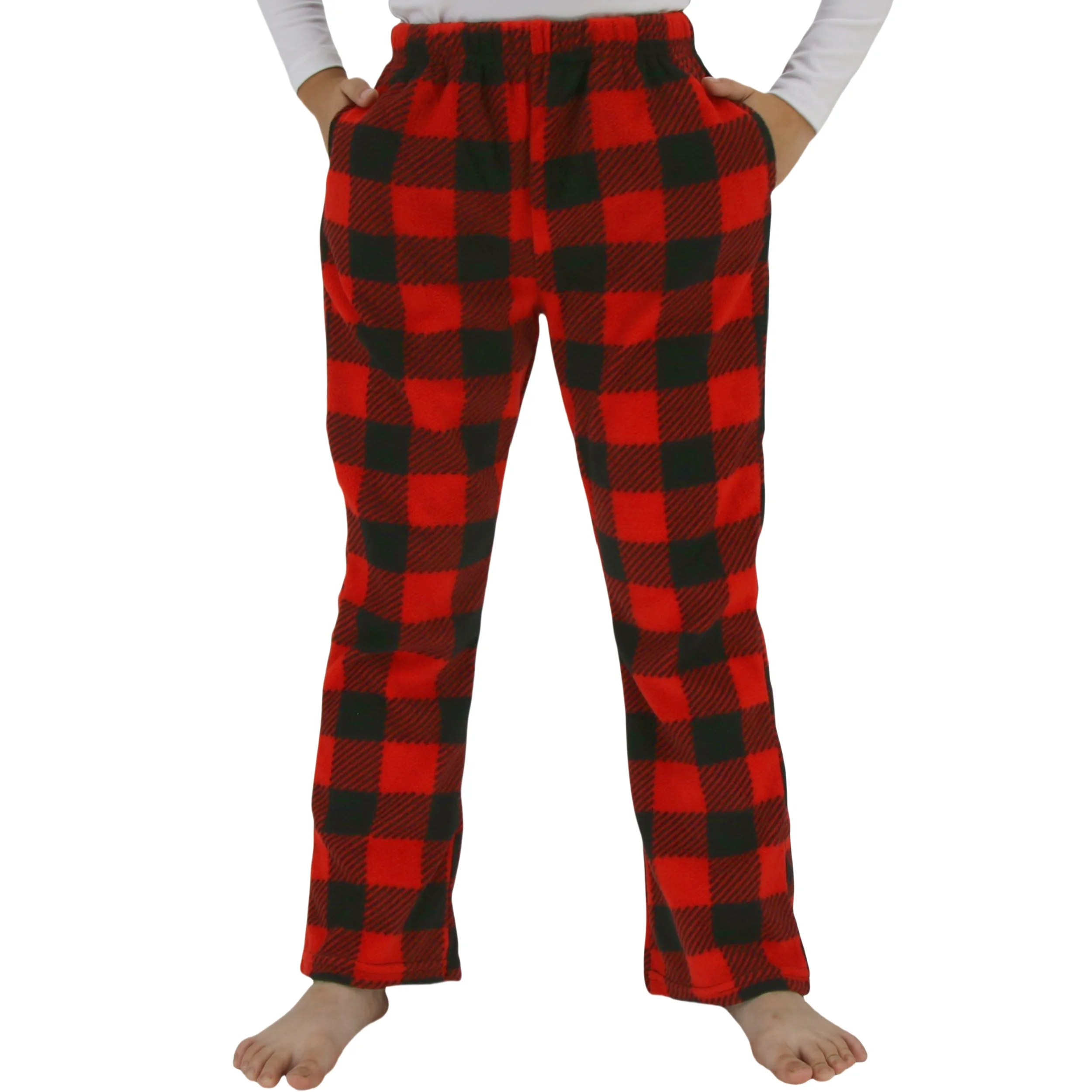 Boys 7Y-13Y Comfy Fleece Plaid Pajama Pants for Sleep with Pockets boys fleece pajama pants