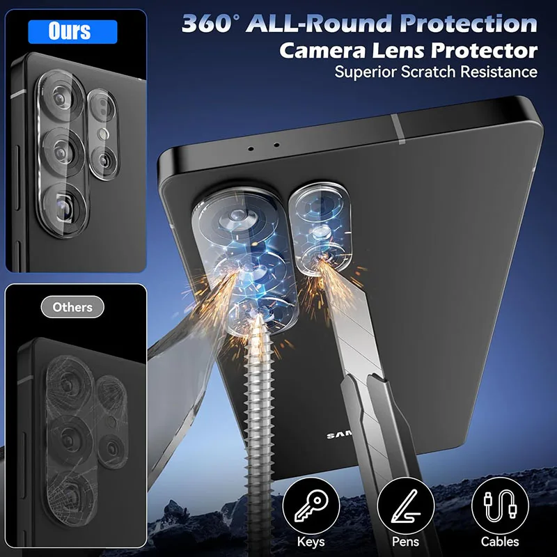 Clear 3D Tempered Glass Back Camera Lens Protector - Full Protection, 3-Pack