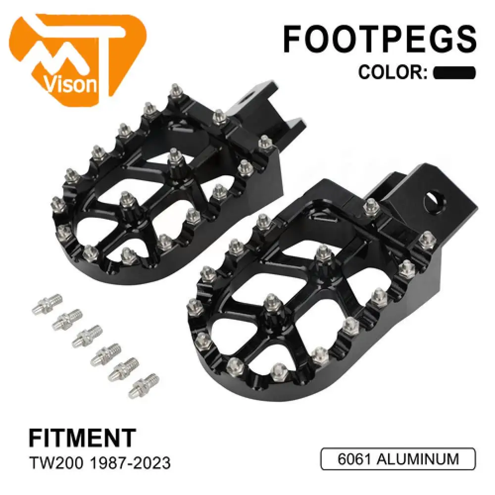 

Подставки для ног пара, педали для ног для TW200 1987-2023, алюминиевые аксессуары для мотоциклов, черные колышки для ног