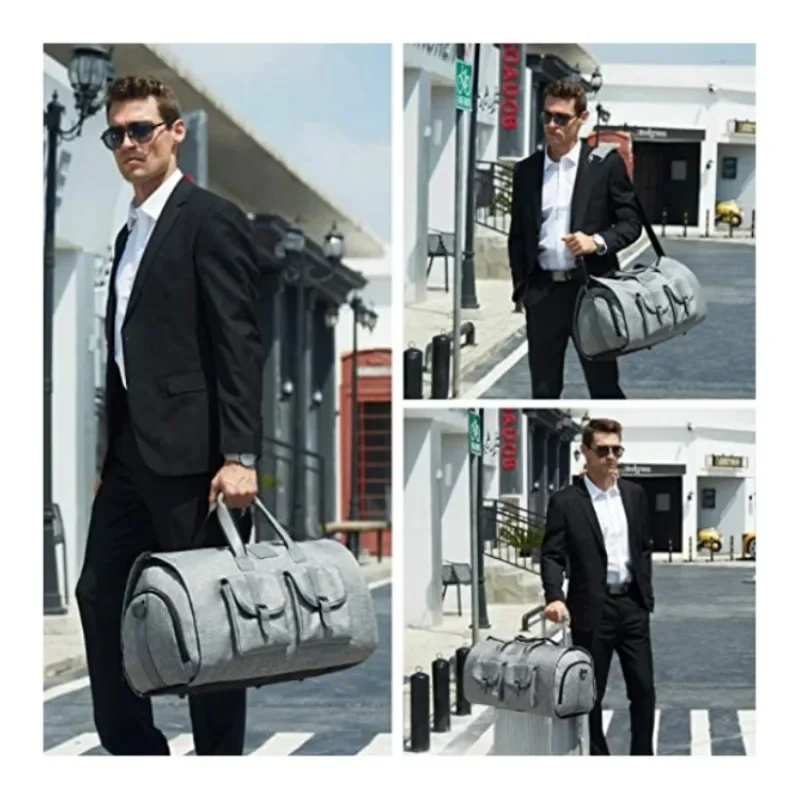 Portable Clothes Foldable Dust-Proof Suit Bag Travel Duffel Bag with Shoes Compartment for Gowns Coats Shirts and Dresses