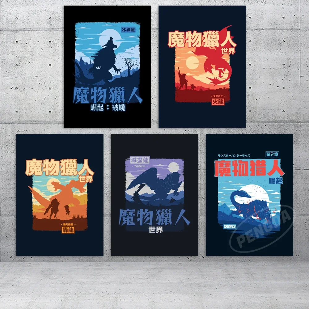 Stampe Hd Wall Artwork Modular Monster Hunter Rise Pictures Modern Canvas Interior Painting Anime Decor Home Living Room Poster