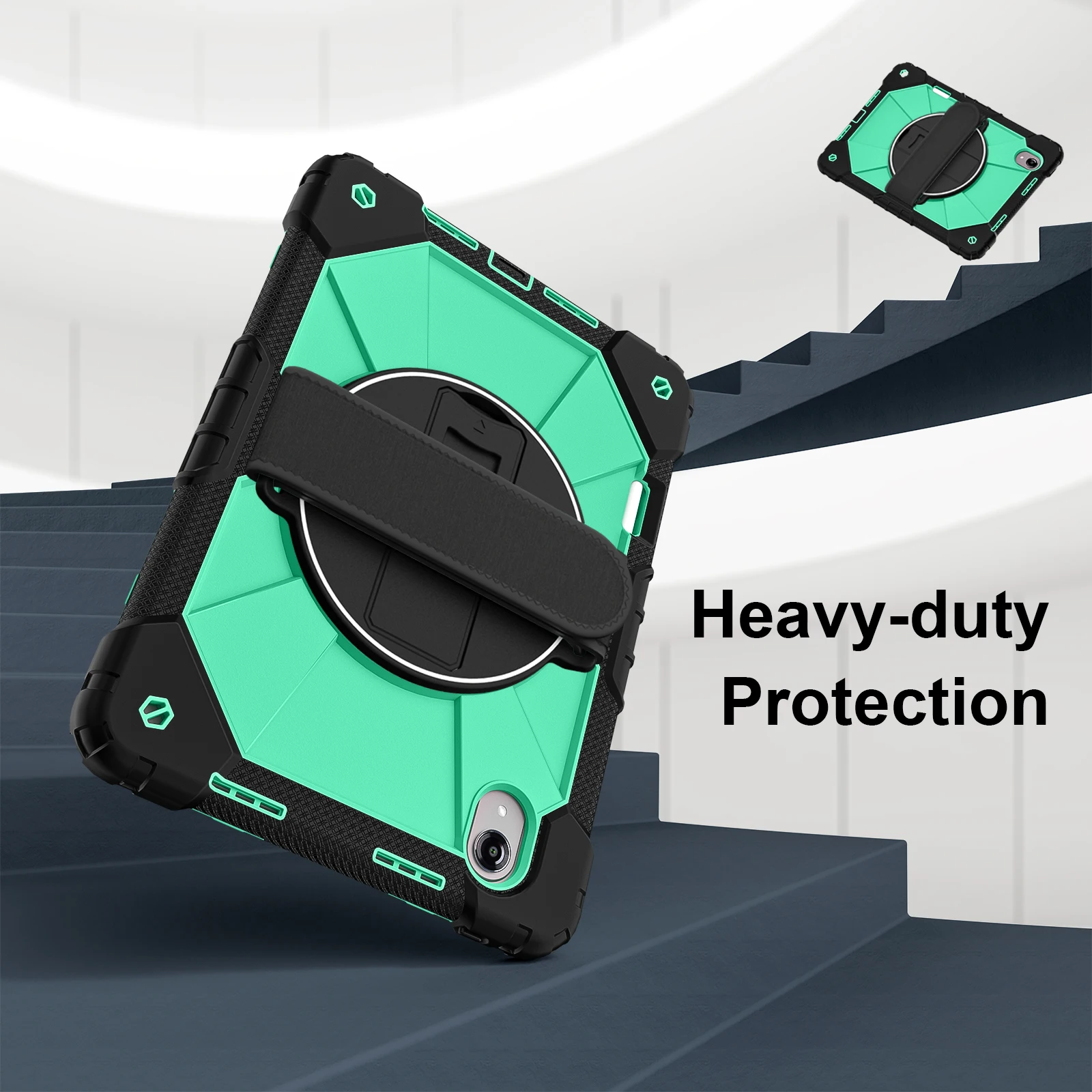 Shockproof 13 Tablet Case with 360° Rotation Stand and Shoulder Strap