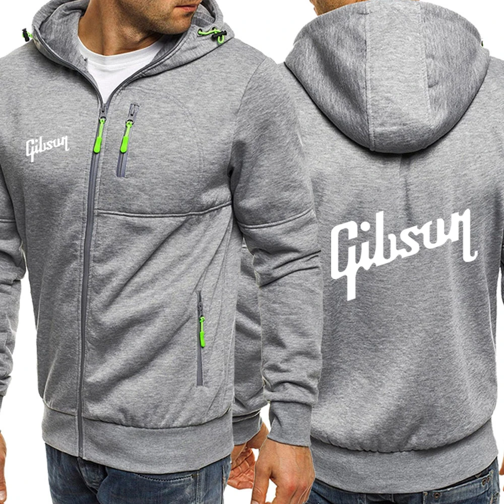 Gibson 2023 Spring and Autumn New Style High street Men Printing Solid color Hoodies Jacket Zipper Sweatshirts coat clothing