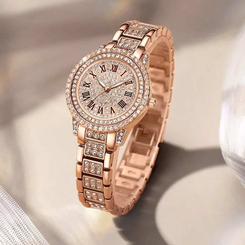 Luxury Women Shiny Bracelet Watches Fine Zircon Mechanical