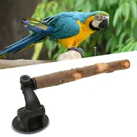 Wood Parrot Perch Prevent Slip Interactive Bird Window Perch Stand With Suction Cups For Small Medium Bird 2