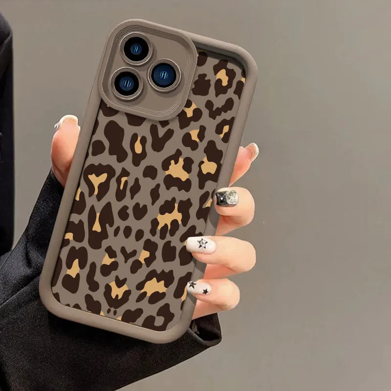 Leopard Print Shockproof Silicone Phone Case with Soft Bumper