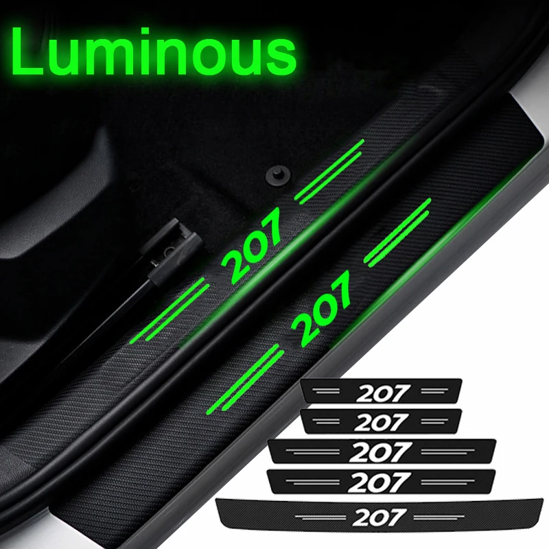 

Светящаяся пленка из углеродного волокна для порога Peugeot 207, заднего багажника, бампера, грязной ленты против царапин, Защитная Наклейка для стайлинга