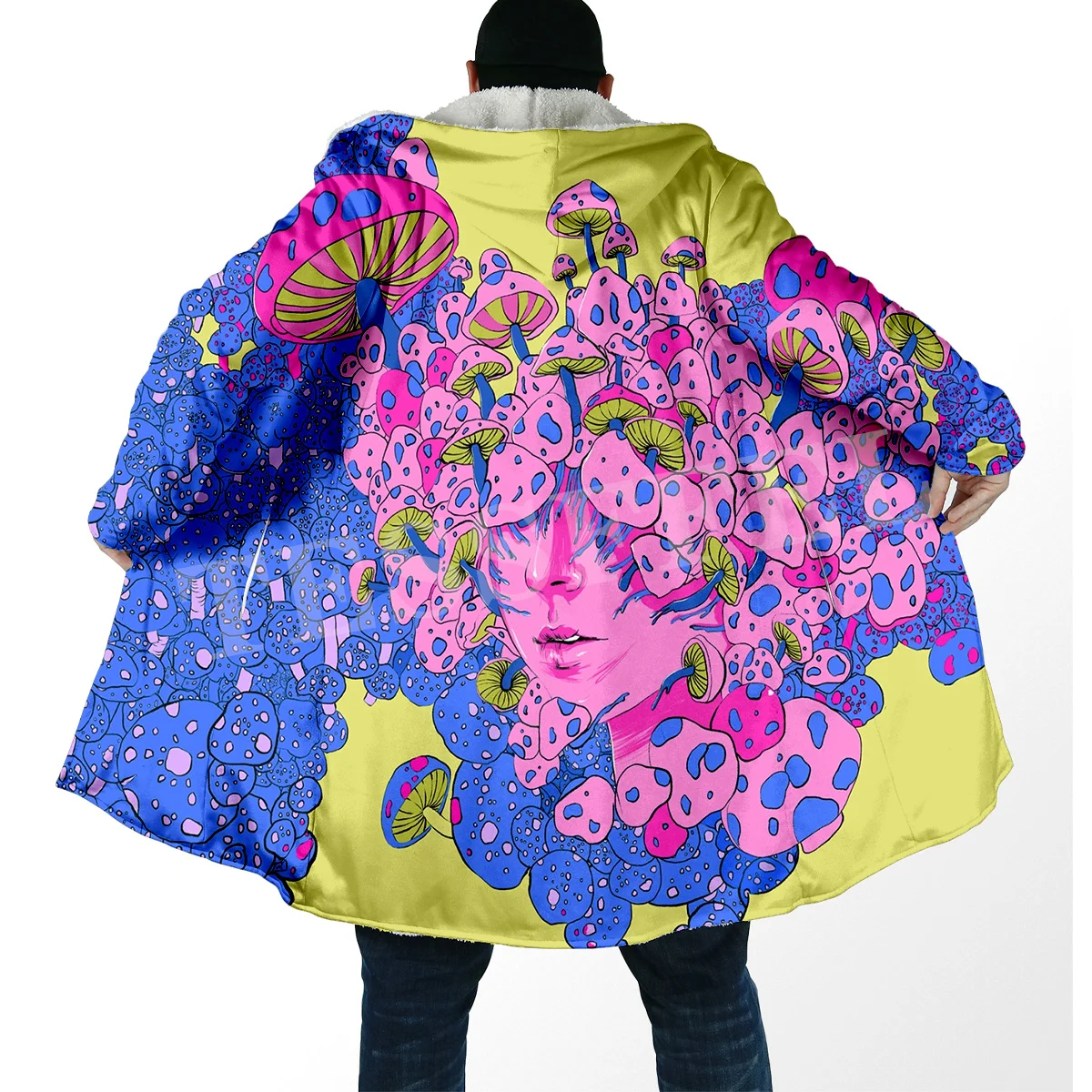 Mushroom Forest Plants Fungus Trippy Abstract Psychedelic Hippie 3DPrint Windbreaker Winter Casual Hoody Cloak Fleece Overcoat J